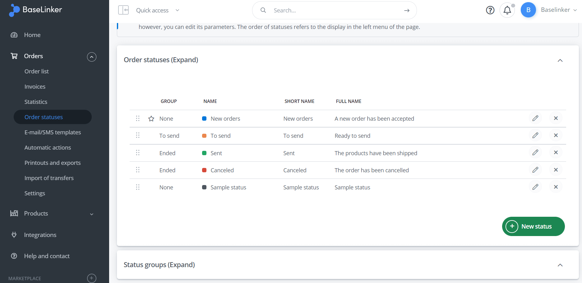 Order Statuses Help Center BaseLinker